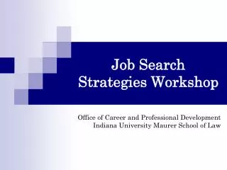 Job Search Strategies Workshop