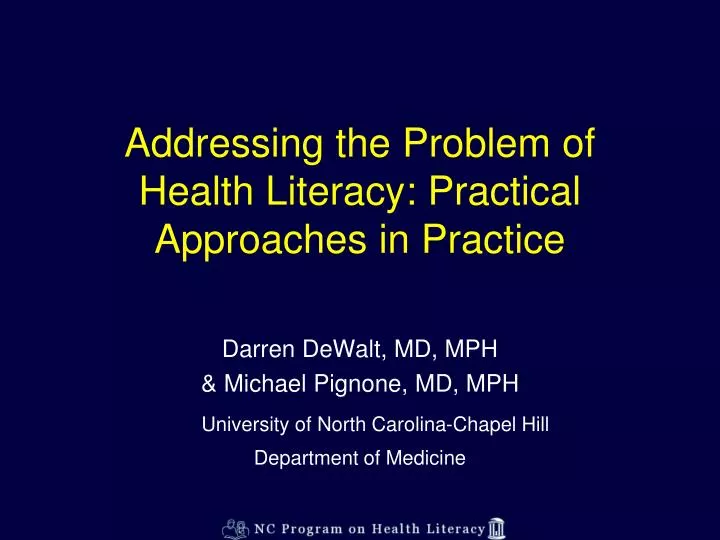 addressing the problem of health literacy practical approaches in practice