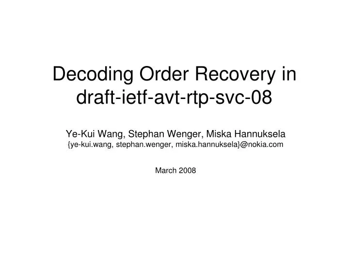 decoding order recovery in draft ietf avt rtp svc 08