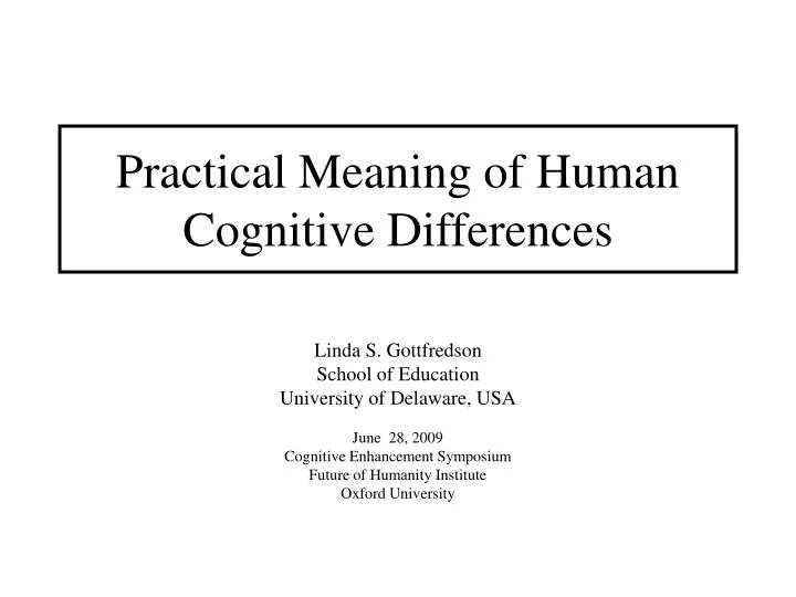 practical meaning of human cognitive differences