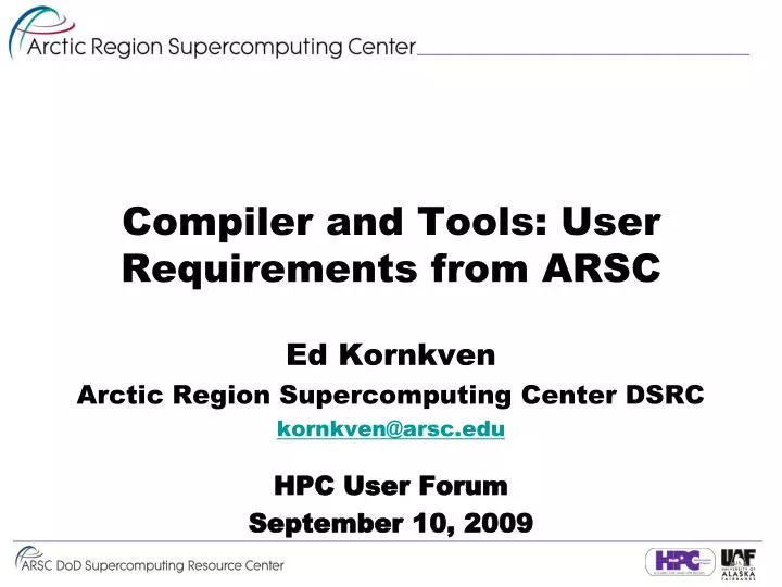 compiler and tools user requirements from arsc