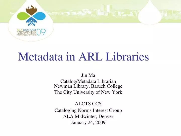 metadata in arl libraries