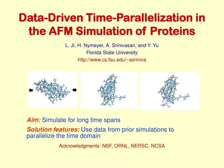 data driven time parallelization in the afm simulation of proteins