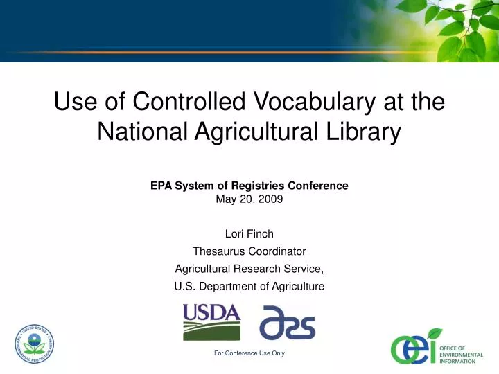 use of controlled vocabulary at the national agricultural library