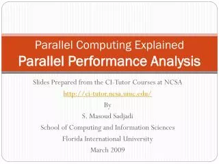 Parallel Computing Explained Parallel Performance Analysis