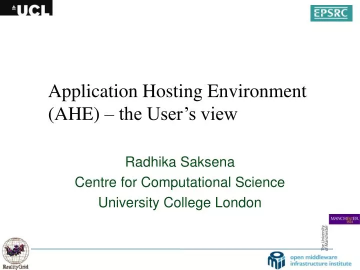 application hosting environment ahe the user s view