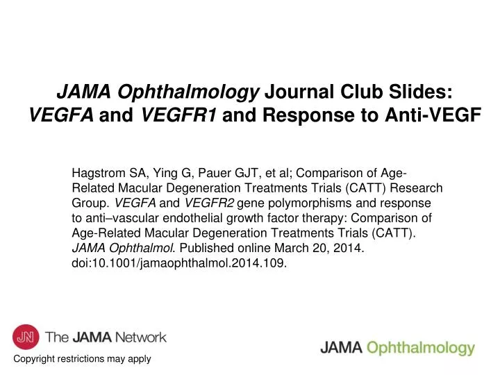 jama ophthalmology journal club slides vegfa and vegfr1 and response to anti vegf