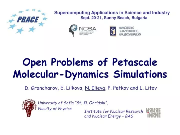 open problems of petascale molecular dynamics simulations