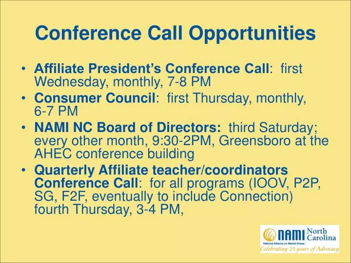 conference call opportunities