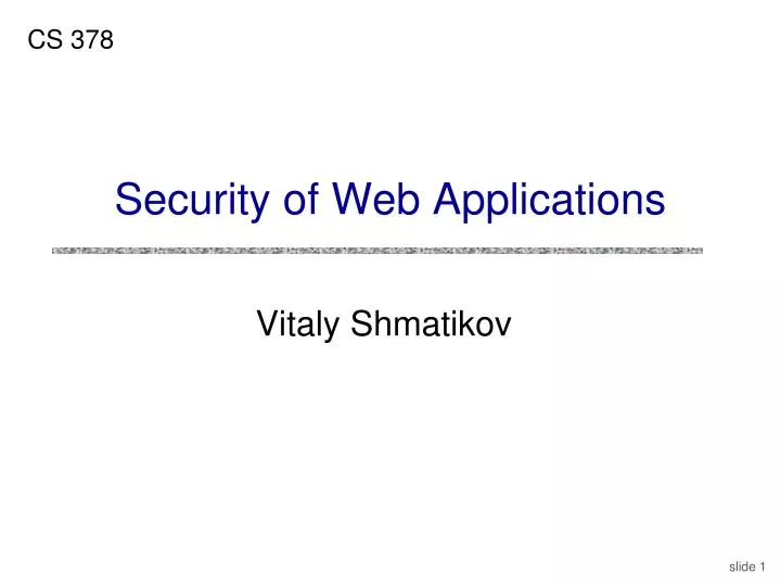 security of web applications