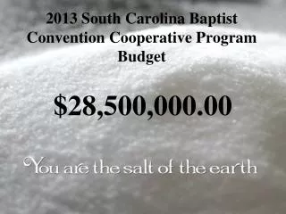 2013 South Carolina Baptist Convention Cooperative Program Budget