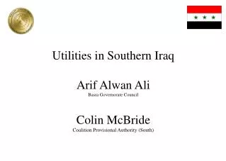 Water in Southern Iraq Arif Alwan Ali Presentation 21 January 2004