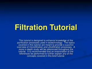 Filtration Tutorial