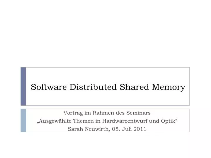 software distributed shared memory