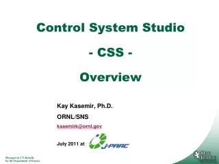 Control System Studio - CSS - Overview