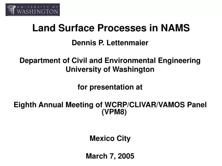 land surface processes in nams