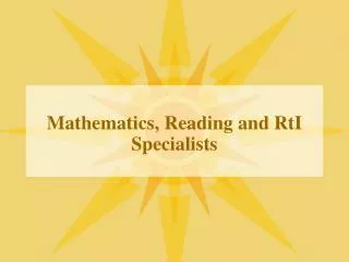 mathematics reading and rti specialists