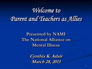 Parents and Teachers as Allies Recognizing Early-onset Mental Illness in Children and Adolescents