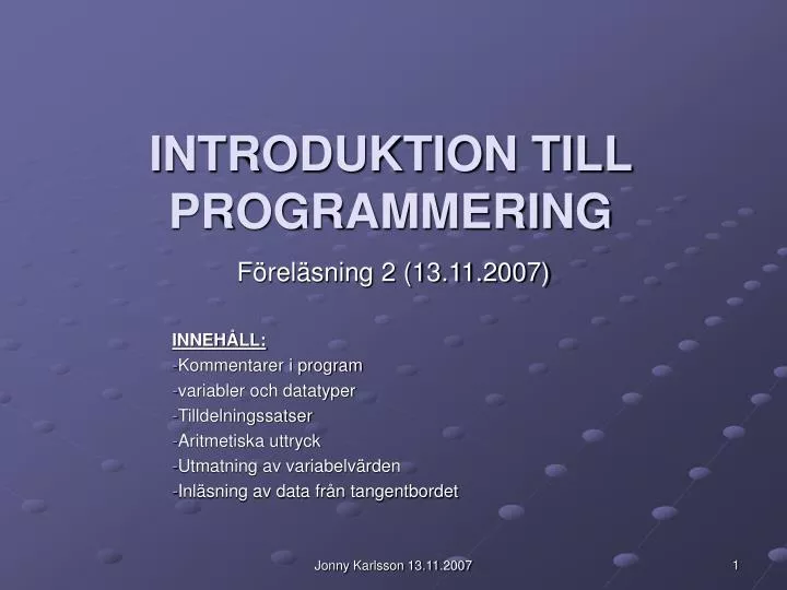 introduktion till programmering