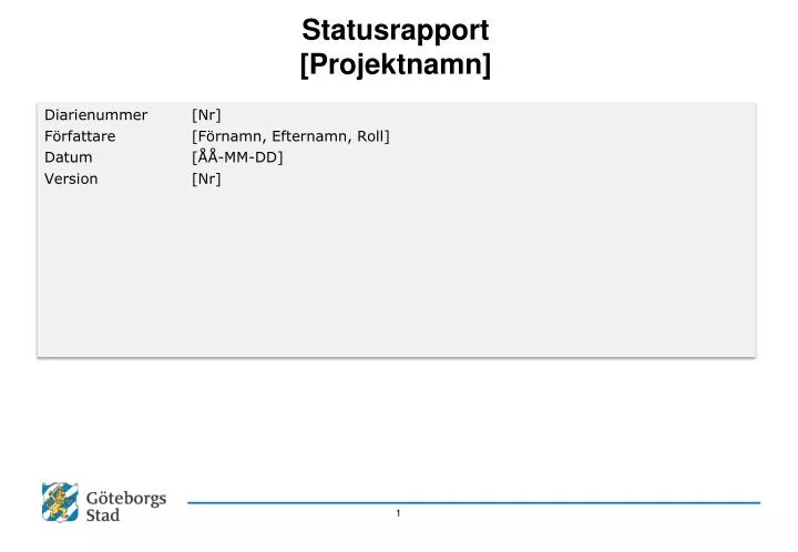 statusrapport projektnamn