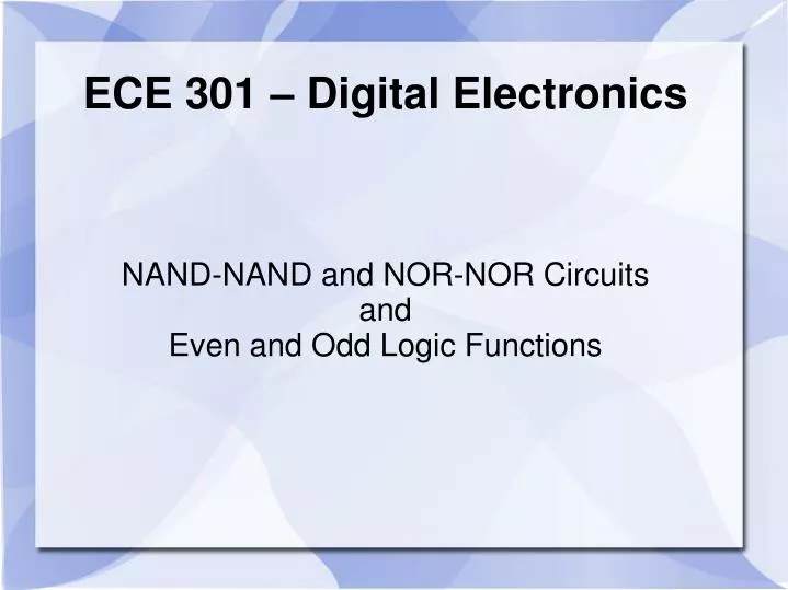 nand nand and nor nor circuits and even and odd logic functions