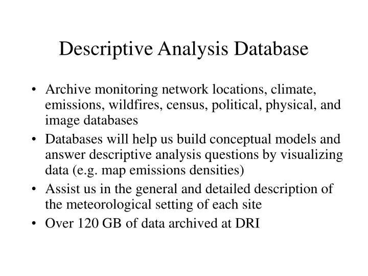 descriptive analysis database