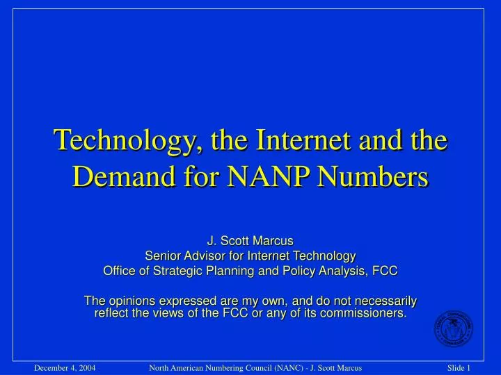 technology the internet and the demand for nanp numbers