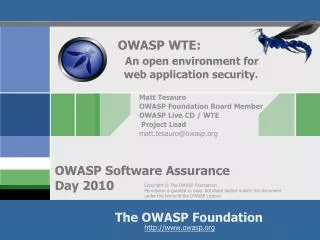 OWASP WTE: An open environment for web application security.