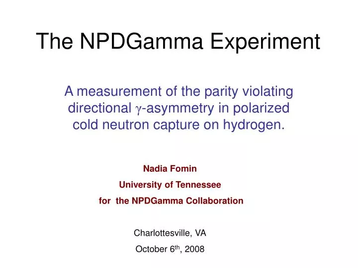 the npdgamma experiment