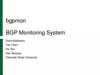 bgpmon BGP Monitoring System