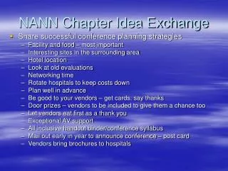 NANN Chapter Idea Exchange