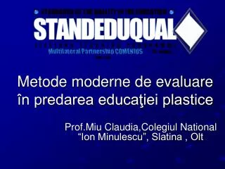 metode moderne de evaluare n predarea educa iei plastice