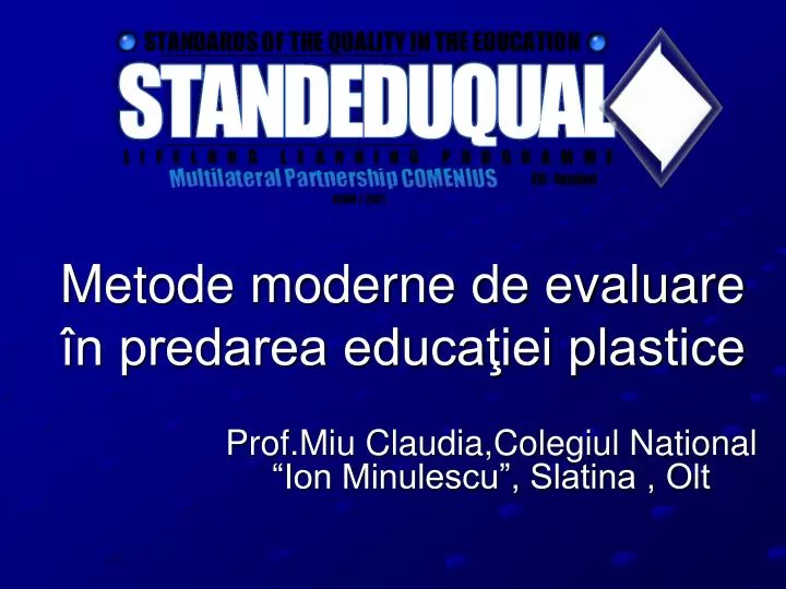 metode moderne de evaluare n predarea educa iei plastice