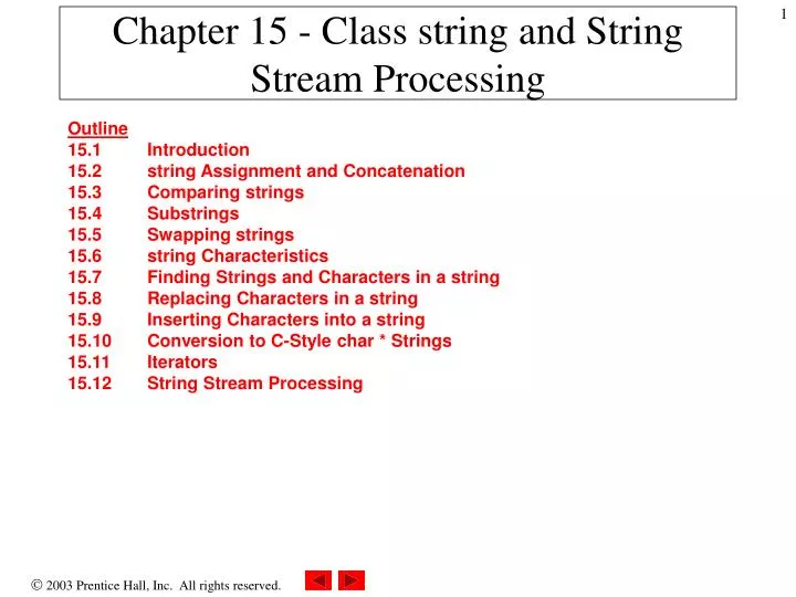 chapter 15 class string and string stream processing