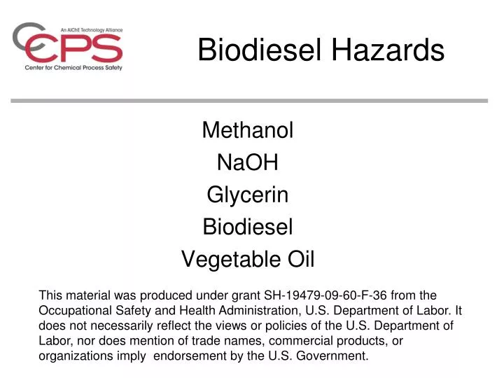 biodiesel hazards