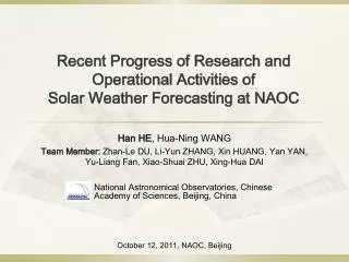 Recent Progress of Research and Operational Activities of Solar Weather Forecasting at NAOC