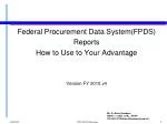 Federal Procurement Data System(FPDS) Reports How to Use to Your Advantage Version FY 2010.v4 - slide 1