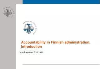 Accountability in Finnish administration, introduction