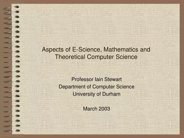 aspects of e science mathematics and theoretical computer science