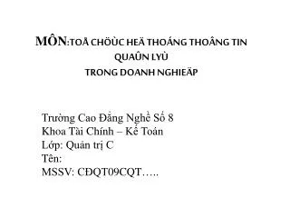 m n to ch c he tho ng tho ng tin qua n ly trong doanh nghie p