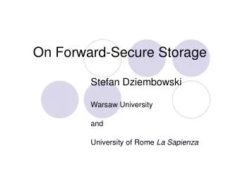 On Forward-Secure Storage