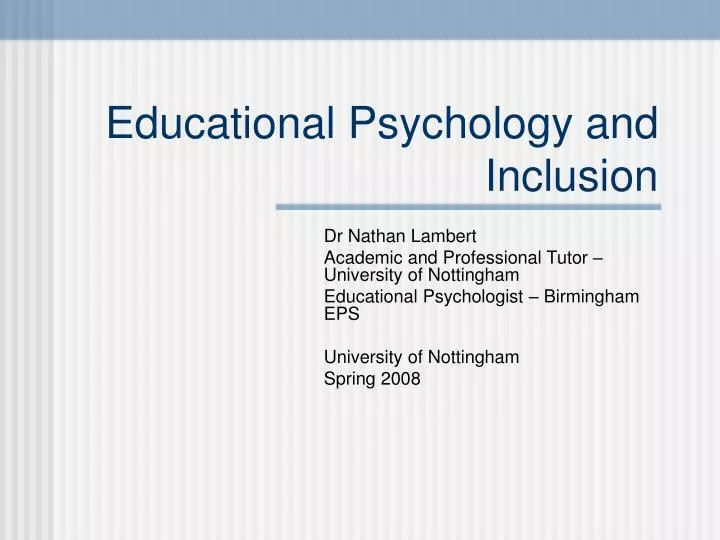 educational psychology and inclusion