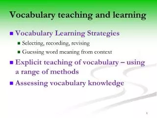 Vocabulary teaching and learning