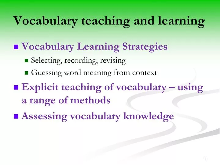 vocabulary teaching and learning