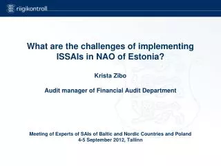 Mandate of National Audit Office of Estonia (NAOE)