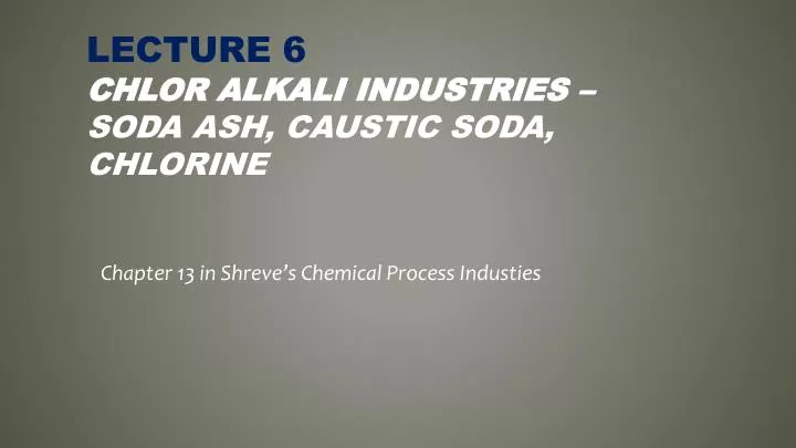 lecture 6 chlor alkali industries soda ash caustic soda chlorine