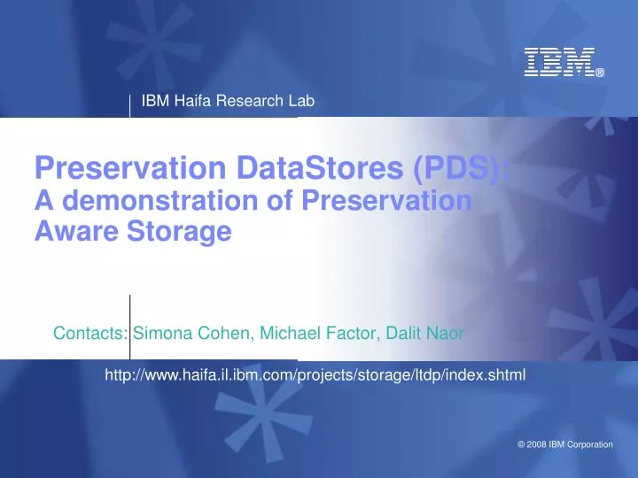 preservation datastores pds a demonstration of preservation aware storage