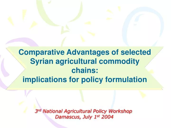3 rd national agricultural policy workshop damascus july 1 st 2004