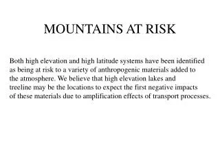 MOUNTAINS AT RISK