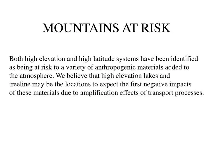 mountains at risk